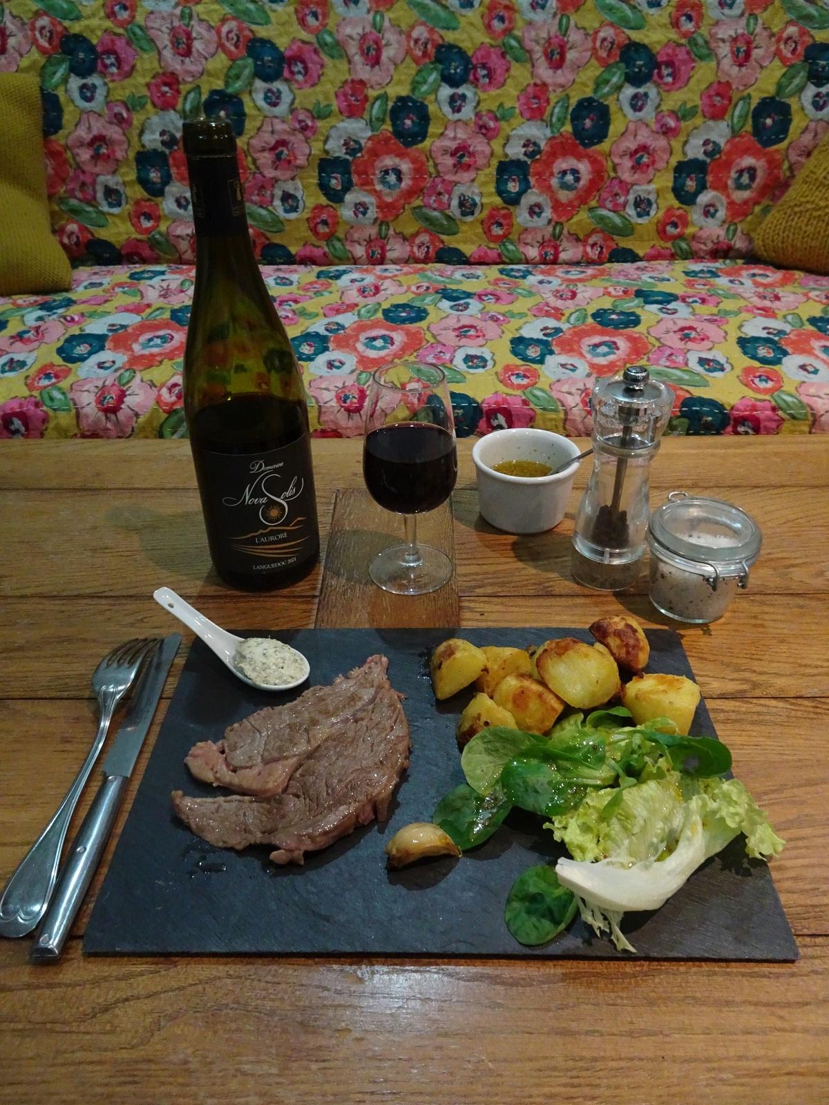 entrecote de boeuf et vin rouge languedoc oenoskol